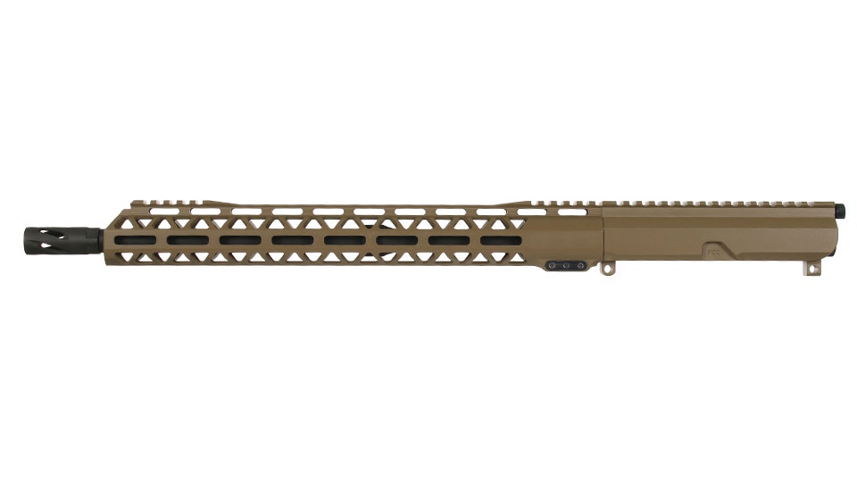 BC-9 9mm Flat Dark Earth Cerakote Right Side Charging Complete Upper Assembly, 16" Parkerized M4 Barrel, 1:10 Twist, Blowback, 15" M-LOK Rail
