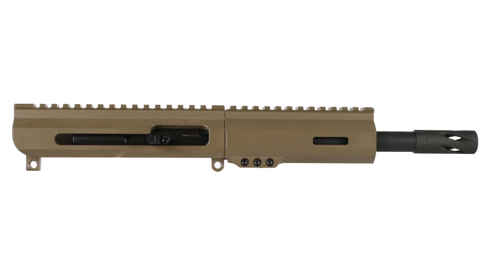 BC-9 9mm Flat Dark Earth Cerakote Right Side Charging Complete Upper Assembly, 7.5" Parkerized Heavy Barrel, 1:10 Twist, Bufferless, 5" M-LOK Rail