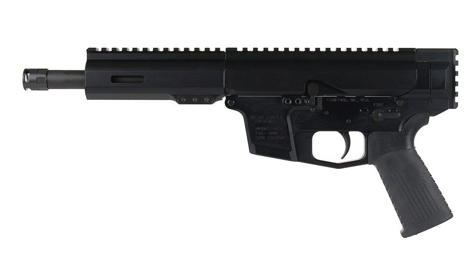 BC-9 9mm Right Side Charging Complete Pistol, 7.5" Parkerized Heavy Barrel, 1:10 Twist, Billet Lower, Bufferless, Blowback, 5.3" M-LOK Rail, Micro Flash Hider