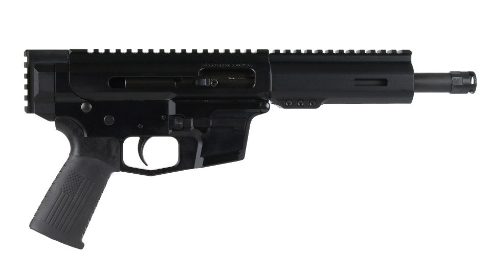BC-9 9mm Right Side Charging Complete Pistol, 7.5" Parkerized Heavy Barrel, 1:10 Twist, Billet Lower, Bufferless, Blowback, 5.3" M-LOK Rail, Micro Flash Hider