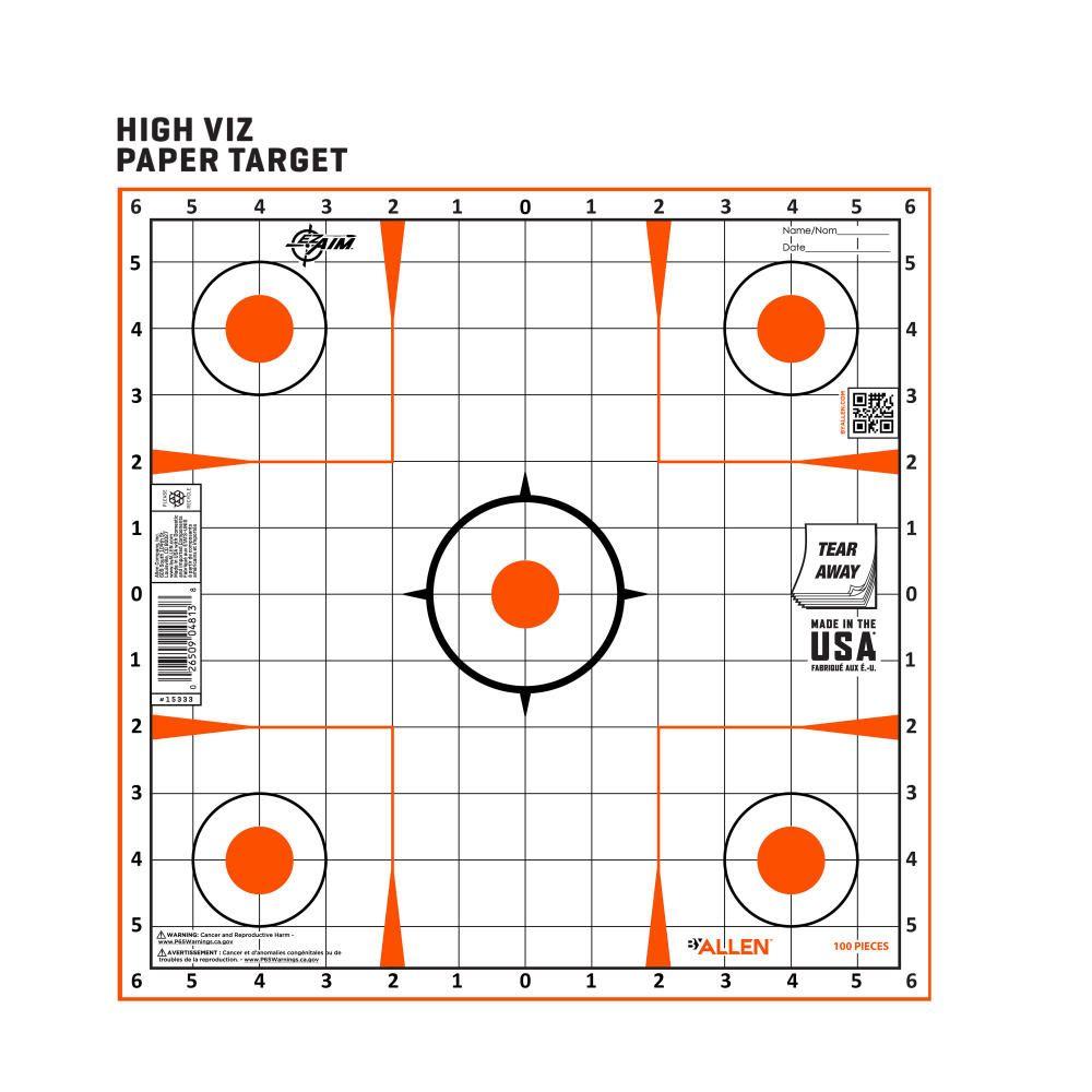 ALLEN EZAIM PAPER 12 X 12 SIGHT GRID TARGET 100 PER PAD