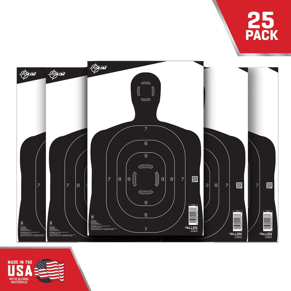 ALLEN EZ AIM PAPER SILHOUETTE TARGET 12 X 18 BLACK & WHITE TARGET 25 PACK