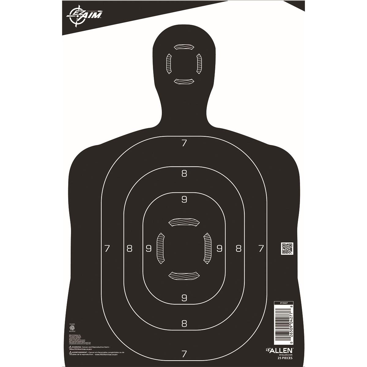 ALLEN EZ AIM PAPER SILHOUETTE TARGET 12 X 18 BLACK & WHITE TARGET 25 PACK