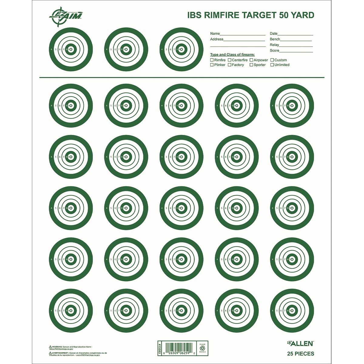 ALLEN IBS RIMFIRE TARGET 25 PACK