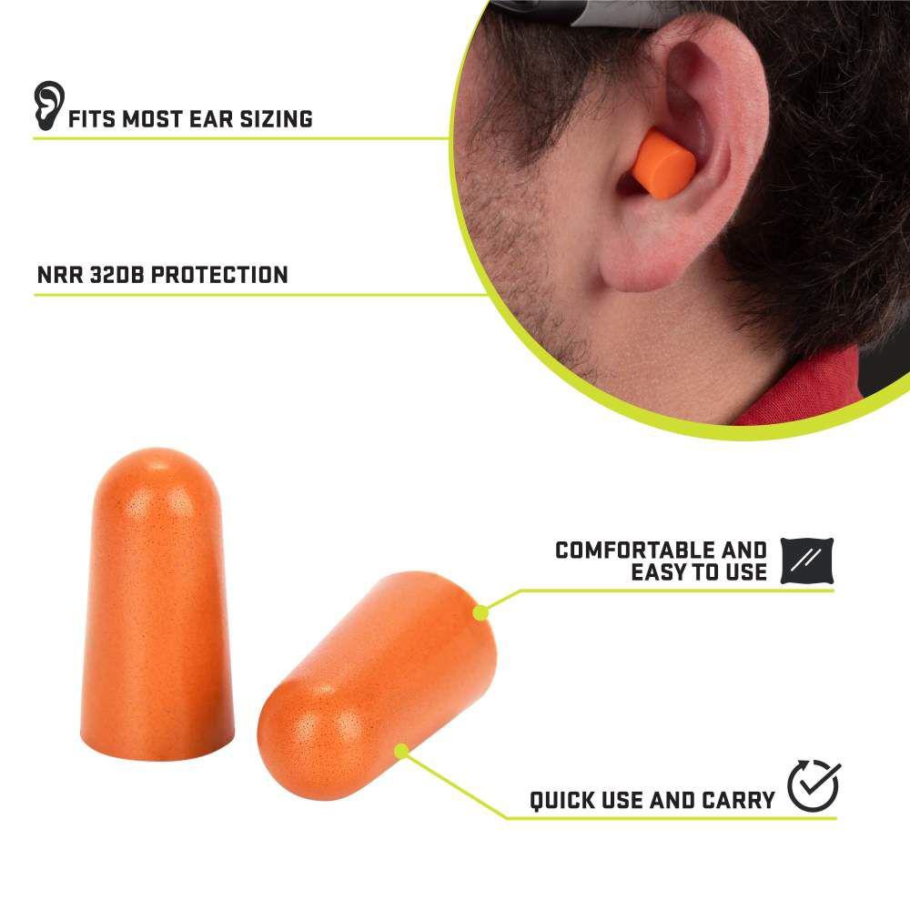 ULTRX Foam Ear Plugs - 50 Pairs Bag - Orange
