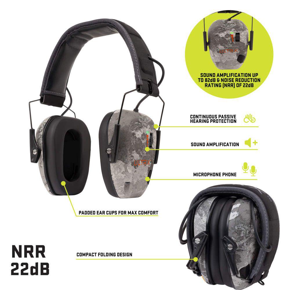 ULTRX Bionic Electronic Earmuff - Veil Tac Gray Camo