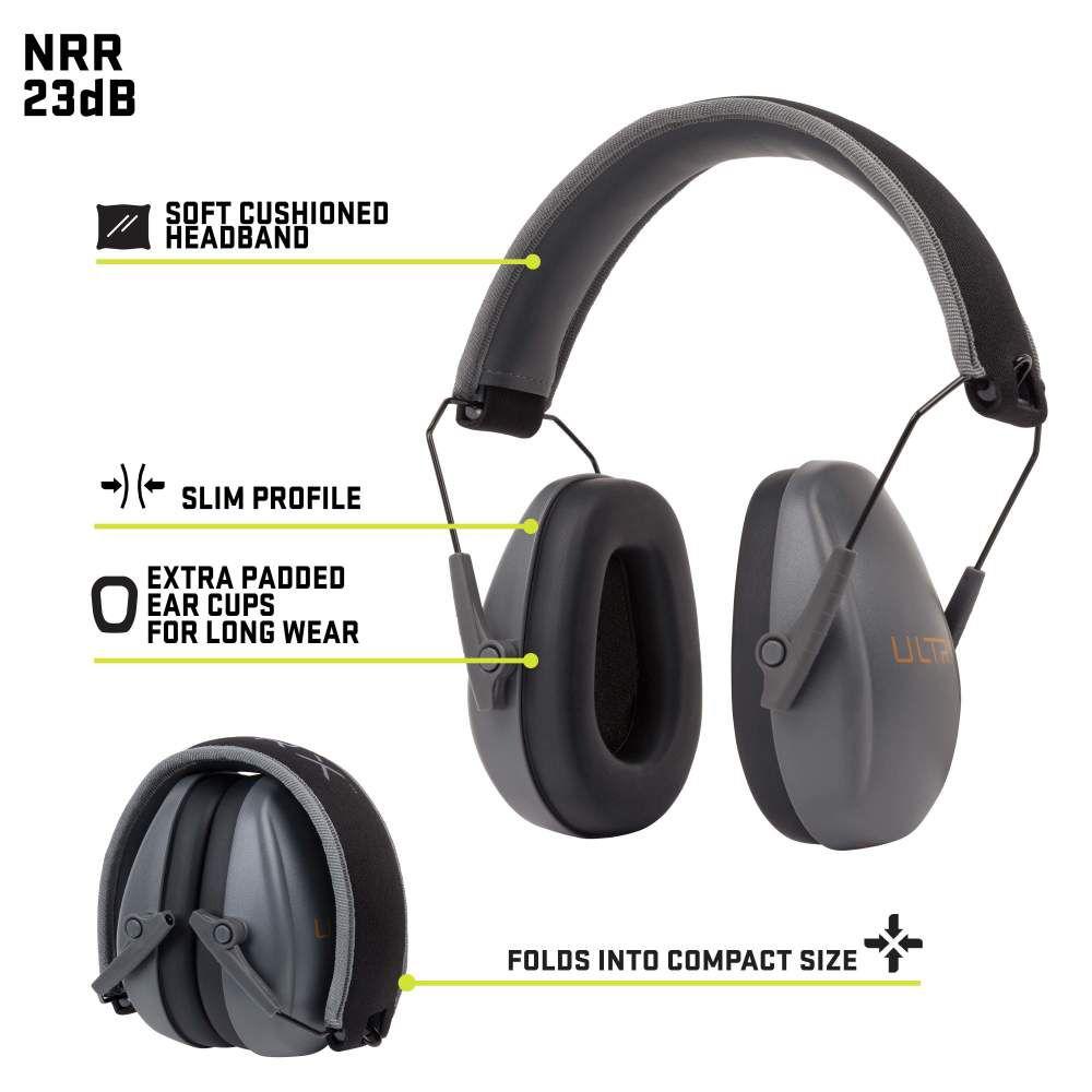 ULTRX Slim Profile Passive Earmuff - Gray