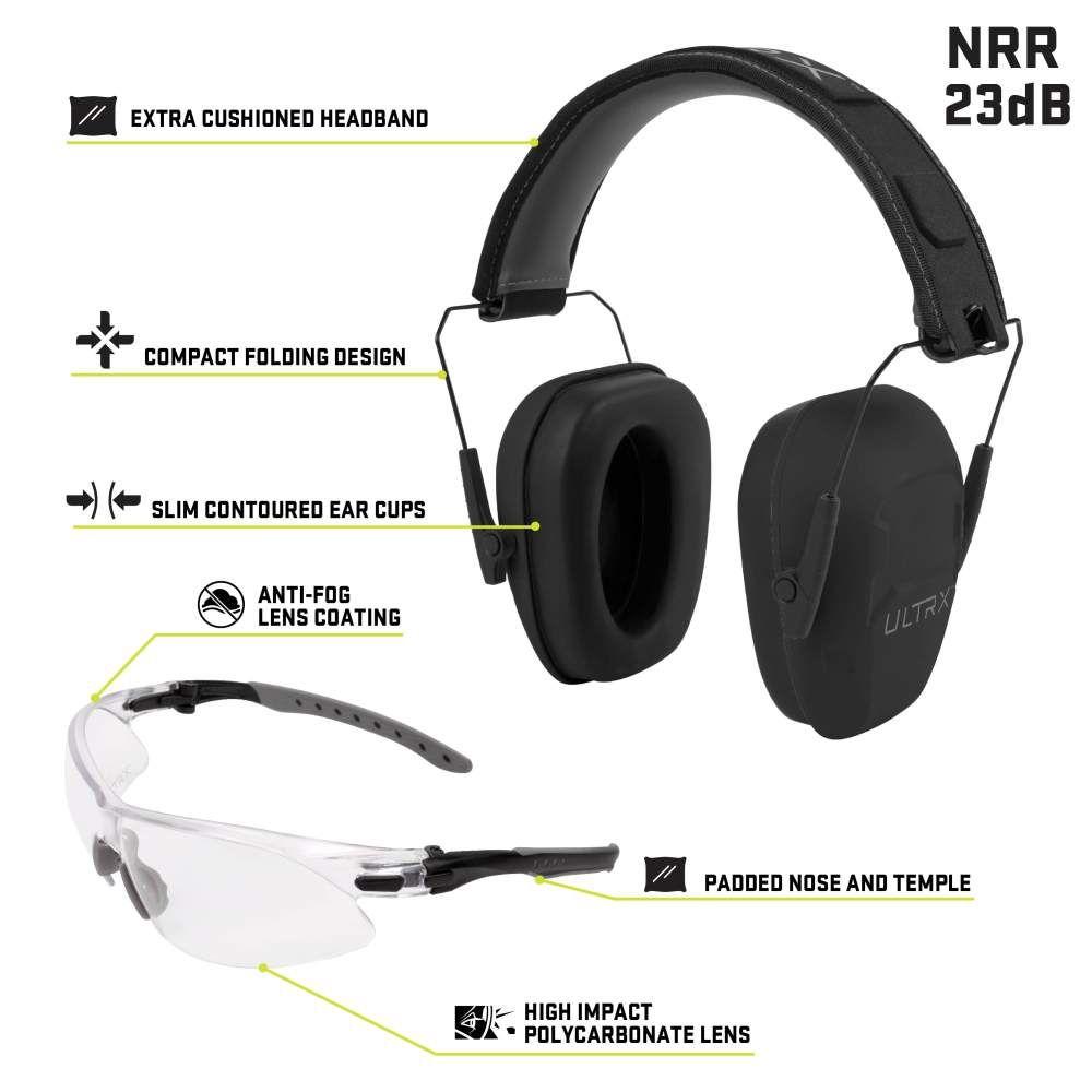 ALLEN ULTRX SHIELD EAR/ EYE PROTECTION COMBO, GRAY