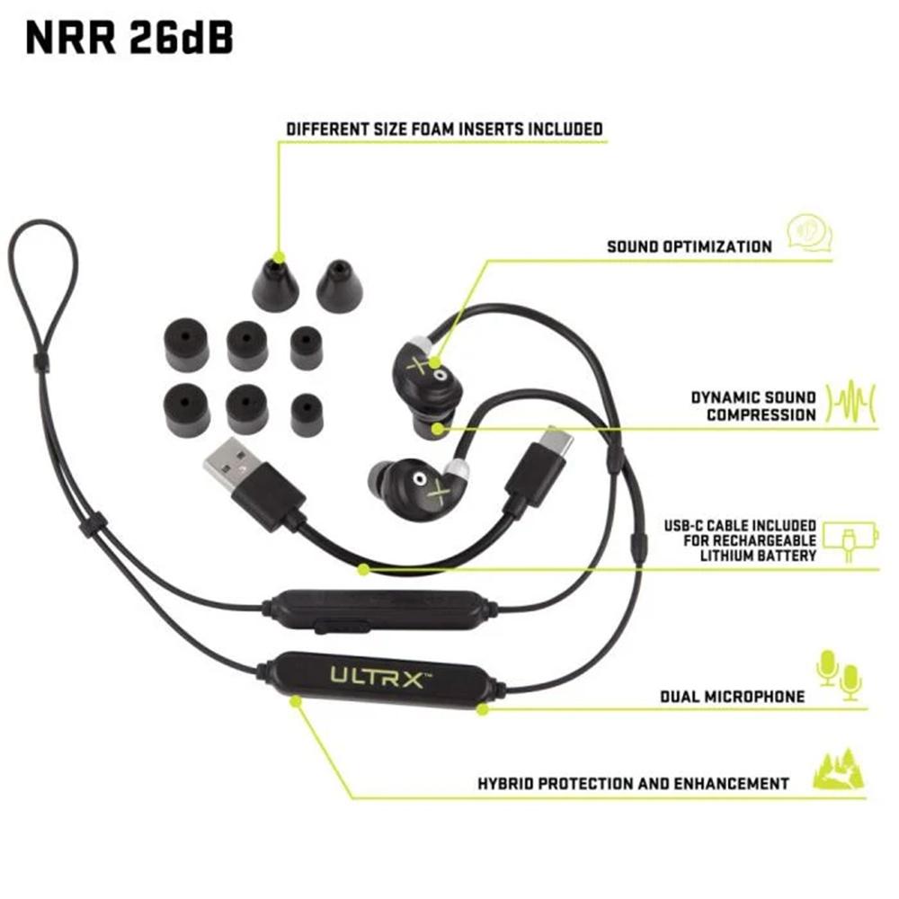 ULTRX Bionic Fuse Bluetooth Around the Neck Earbuds - Black