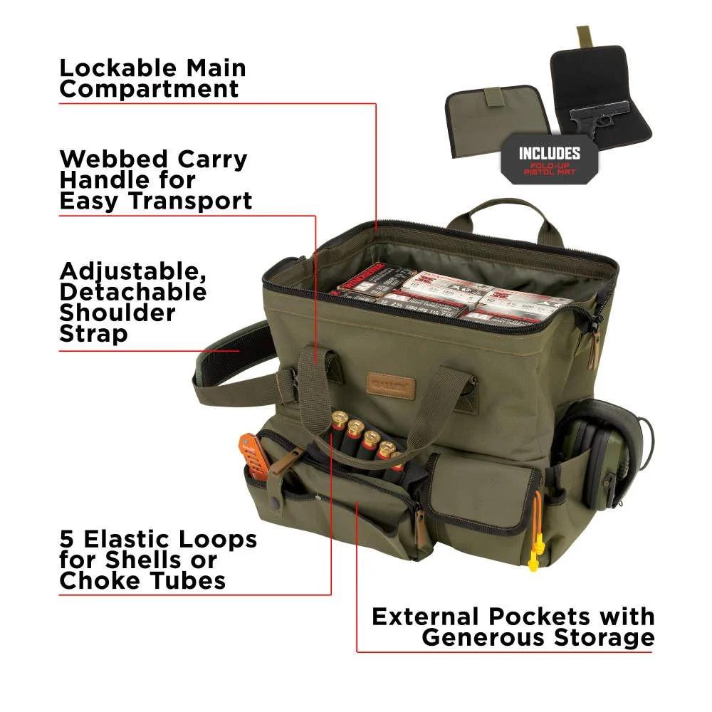 ALLEN TRIUMPH RANGE BAG WITH PISTOL MAT GREEN RIPSTOP