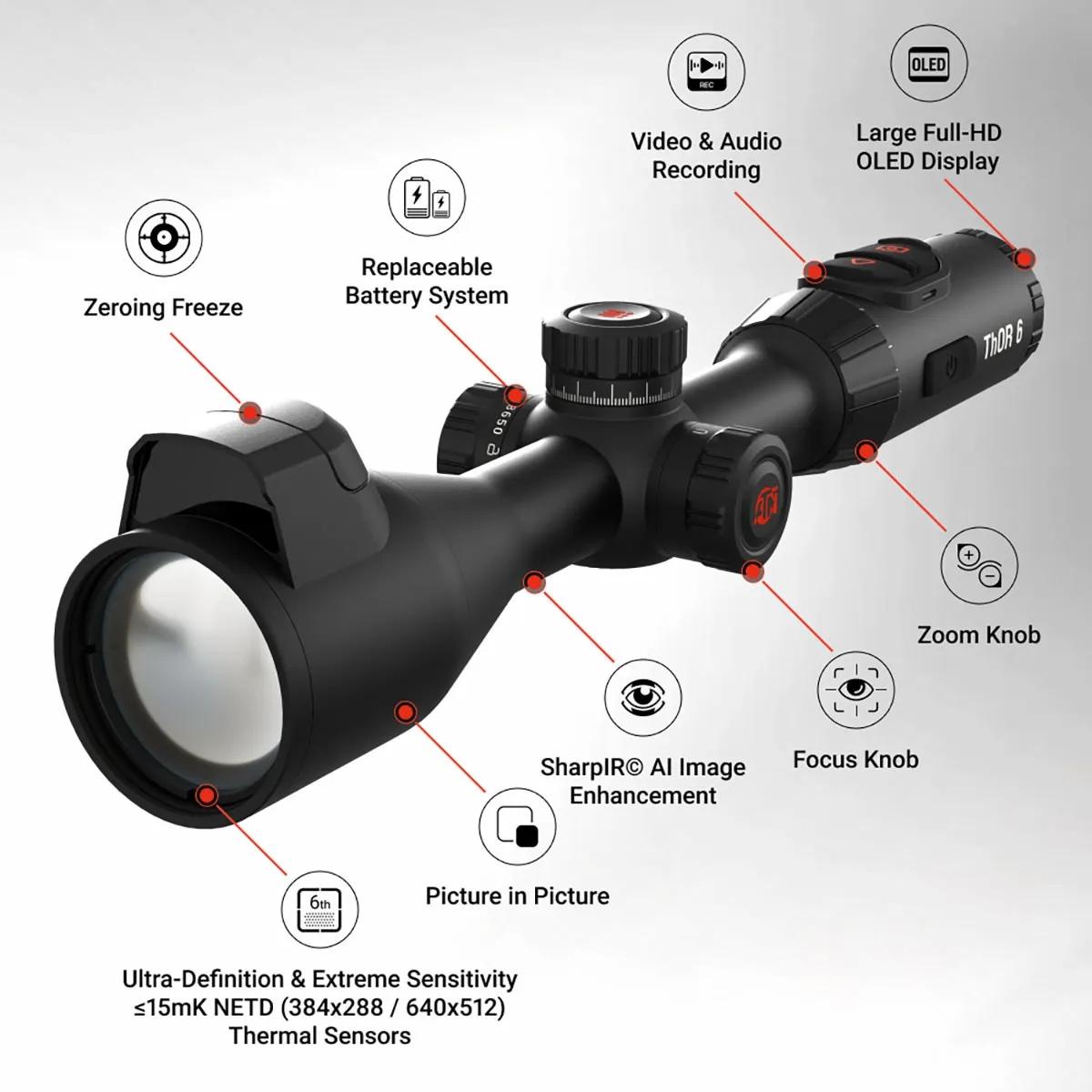 ATN ThOR 6 Elite Thermal Riflescope 2–16x 640×512 Built-in LRF