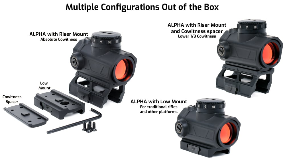 Open Box Return - AT3™ ALPHA Micro 2 MOA Red Dot Sight - Shake Awake - Cantilever Riser Mount