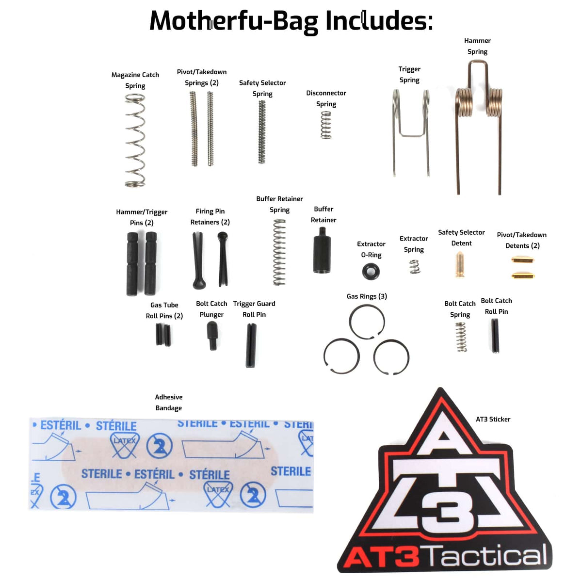 AT3™ MOTHERFU-BAG™ - The BIG AR-15 Lost Parts Kit - Springs, Detents, Wear Parts, and More