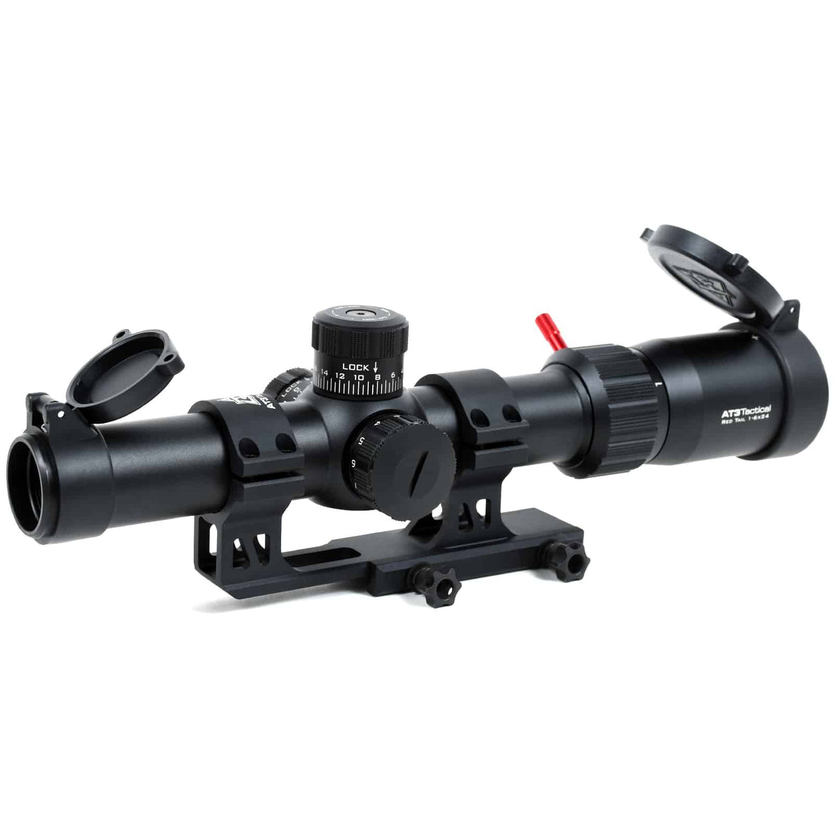 AT3™ Red Tail™ Second Focal Plane 30mm Scope - MOA - Locking Caps - 5.56 Illuminated BDC Reticle - 1-4x24 or 1-6x24