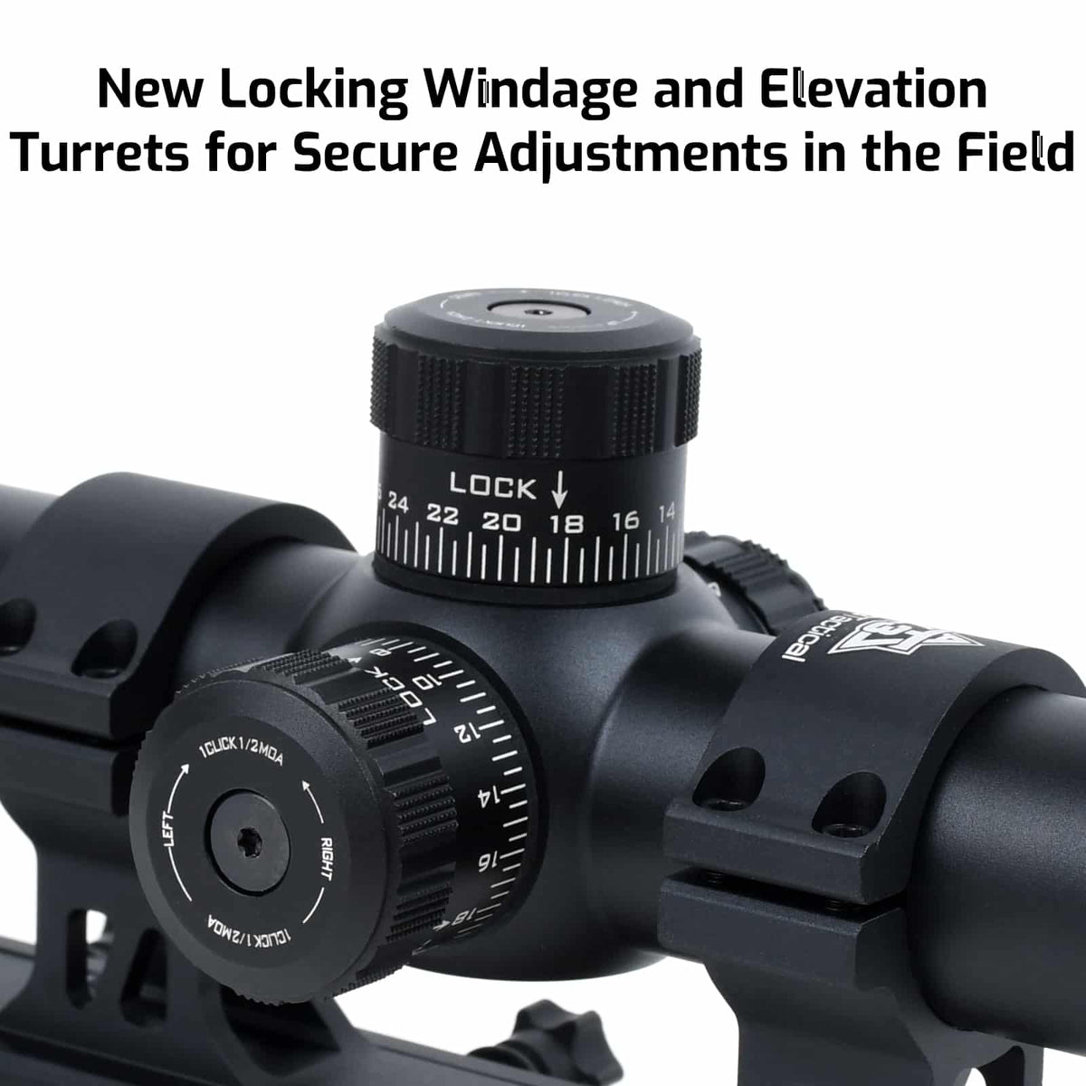 AT3™ Red Tail™ Second Focal Plane 30mm Scope - MOA - Locking Caps - 5.56 Illuminated BDC Reticle - 1-4x24 or 1-6x24
