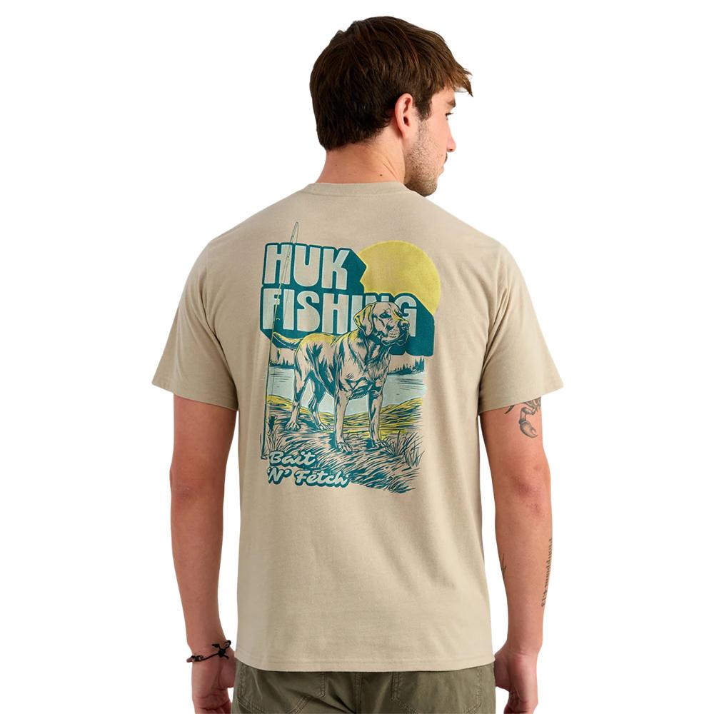 BAIT 'N FETCH SS TEE RIVER ROCK HTHR SIZE S