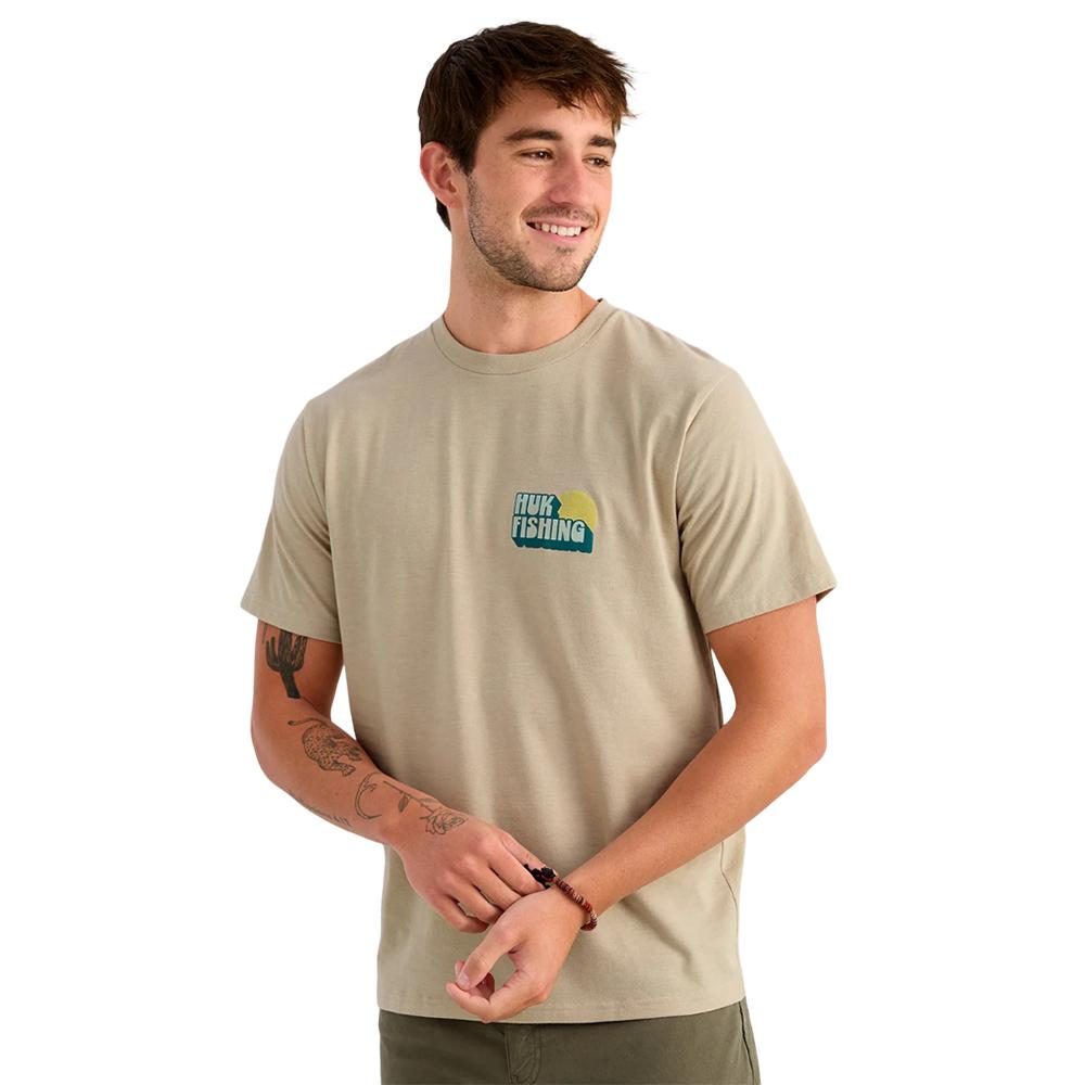BAIT 'N FETCH SS TEE RIVER ROCK HTHR SIZE M
