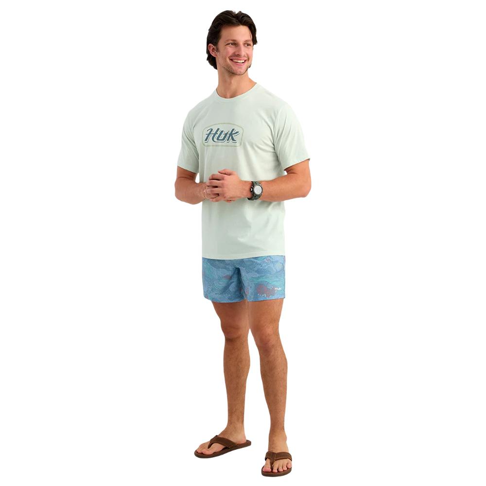 HUK SCRIPT SS TEE PALE ALGAE HTHR SIZE XXL