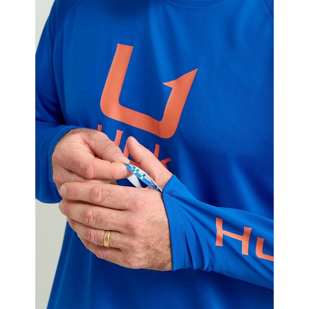 HUK ICON LS CREW OCEAN BLUE LS S