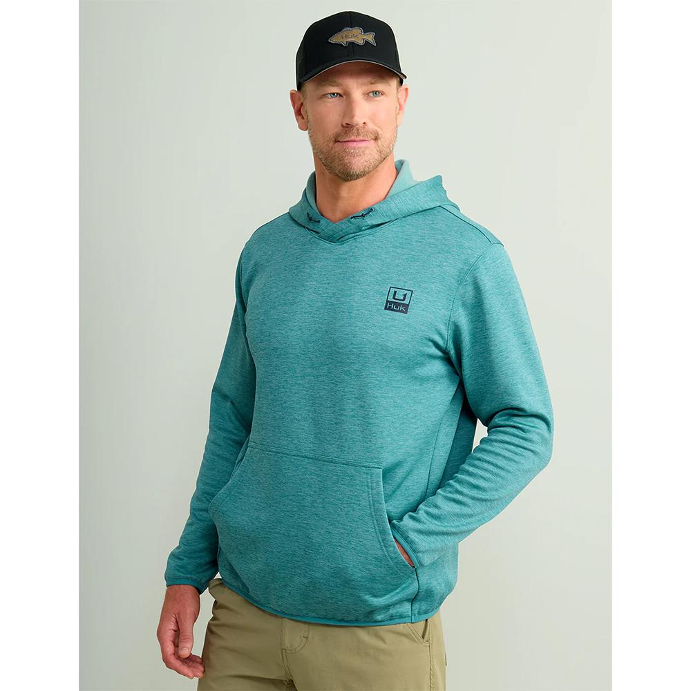 HUK HUK'D UP PERFORMANCE FLEECE HOODIE STORM BLUE HTHR XXL