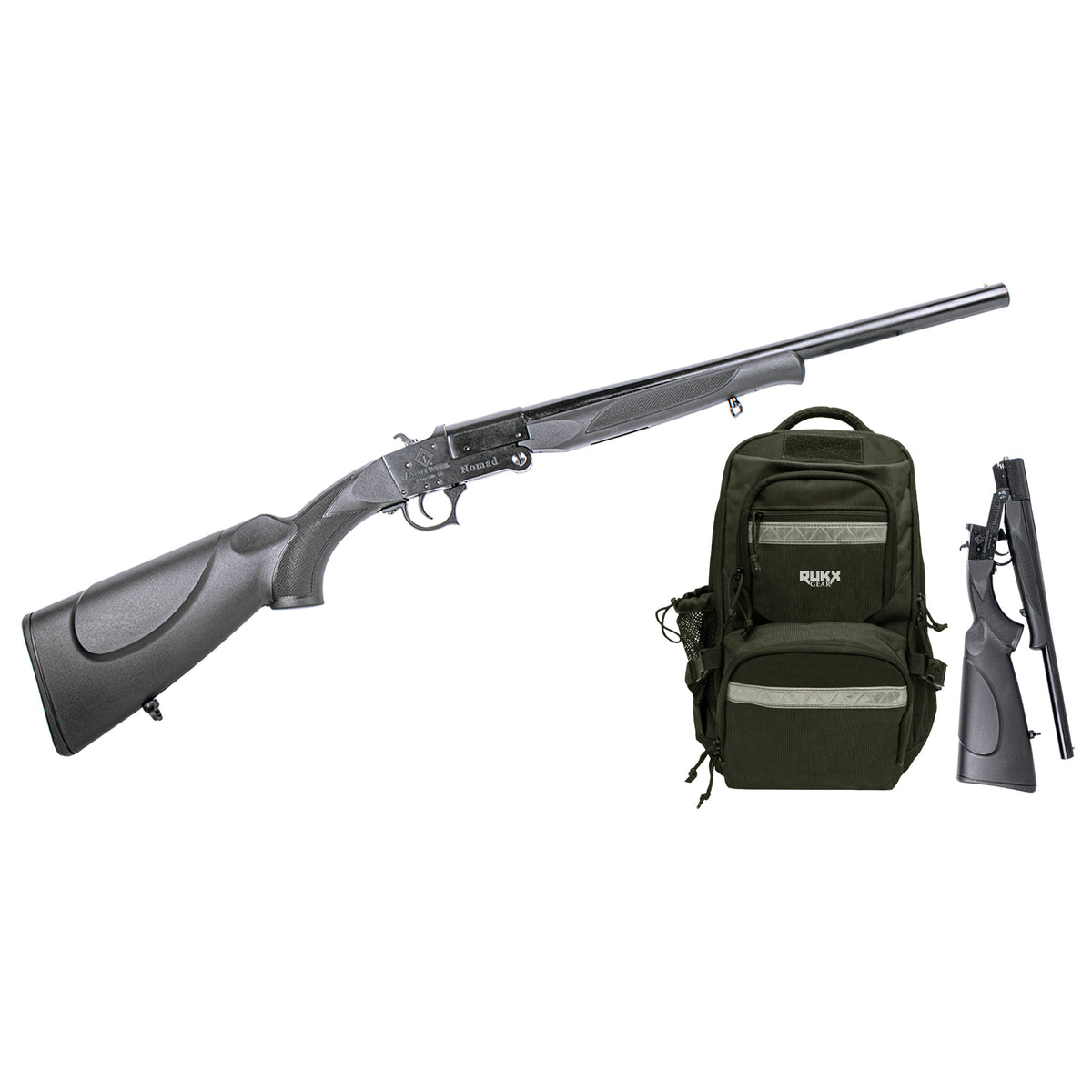 American Tactical Nomad SGS 18″ 12 Gauge Single Shot Shotgun - 3″ Chamber - 1 Round - Includes Rukx Backpack