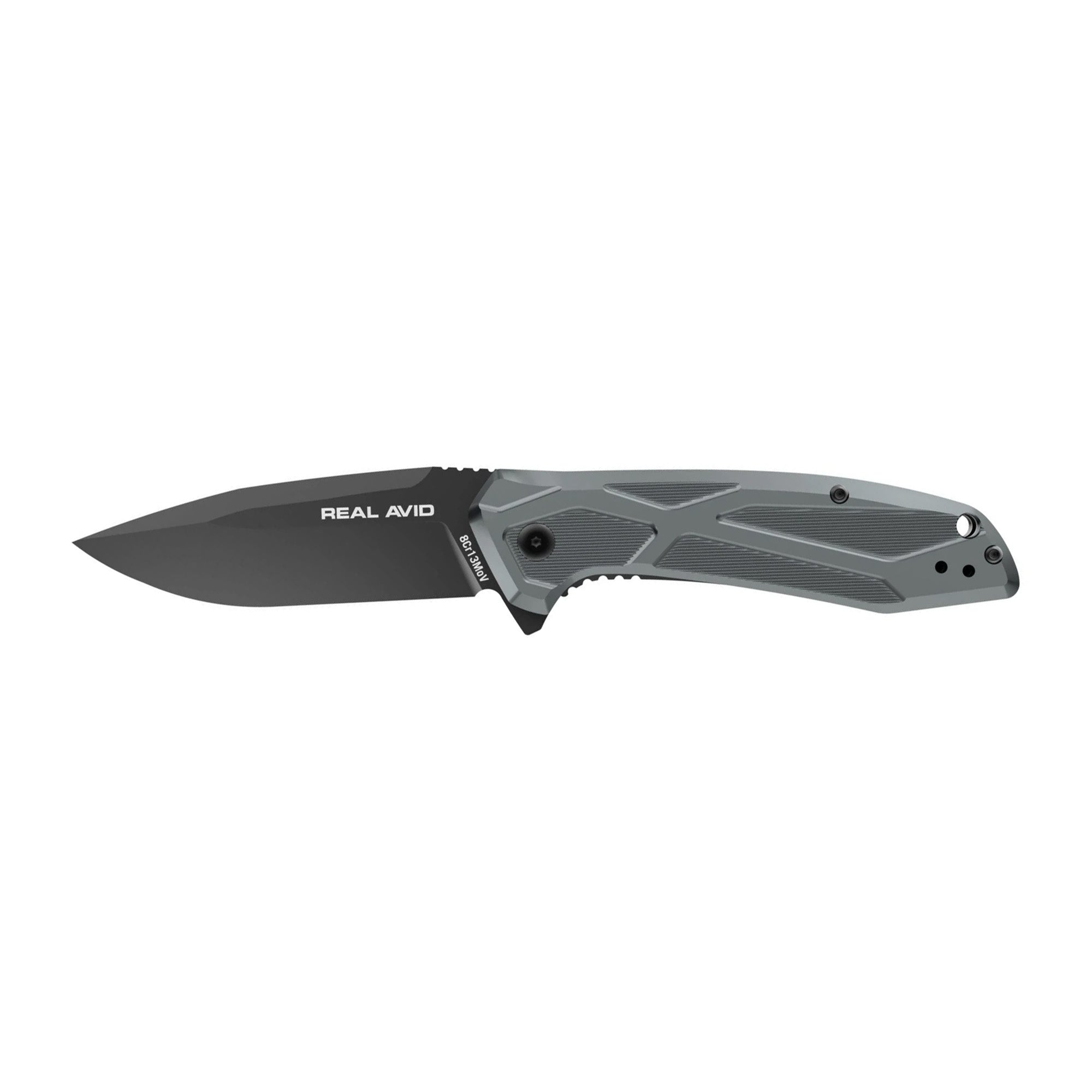 Real Avid RAV-2, Folding Knife, Plain Edge, Matte Finish, Blue Black