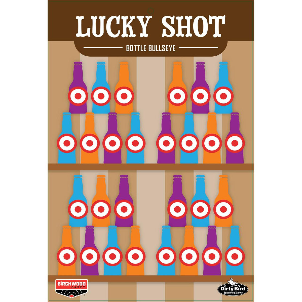 BIRCHWOOD CASEY DIRTY BIRD 12'' X 18'' LUCKY SHOT BOTTLES 6 SHOTS