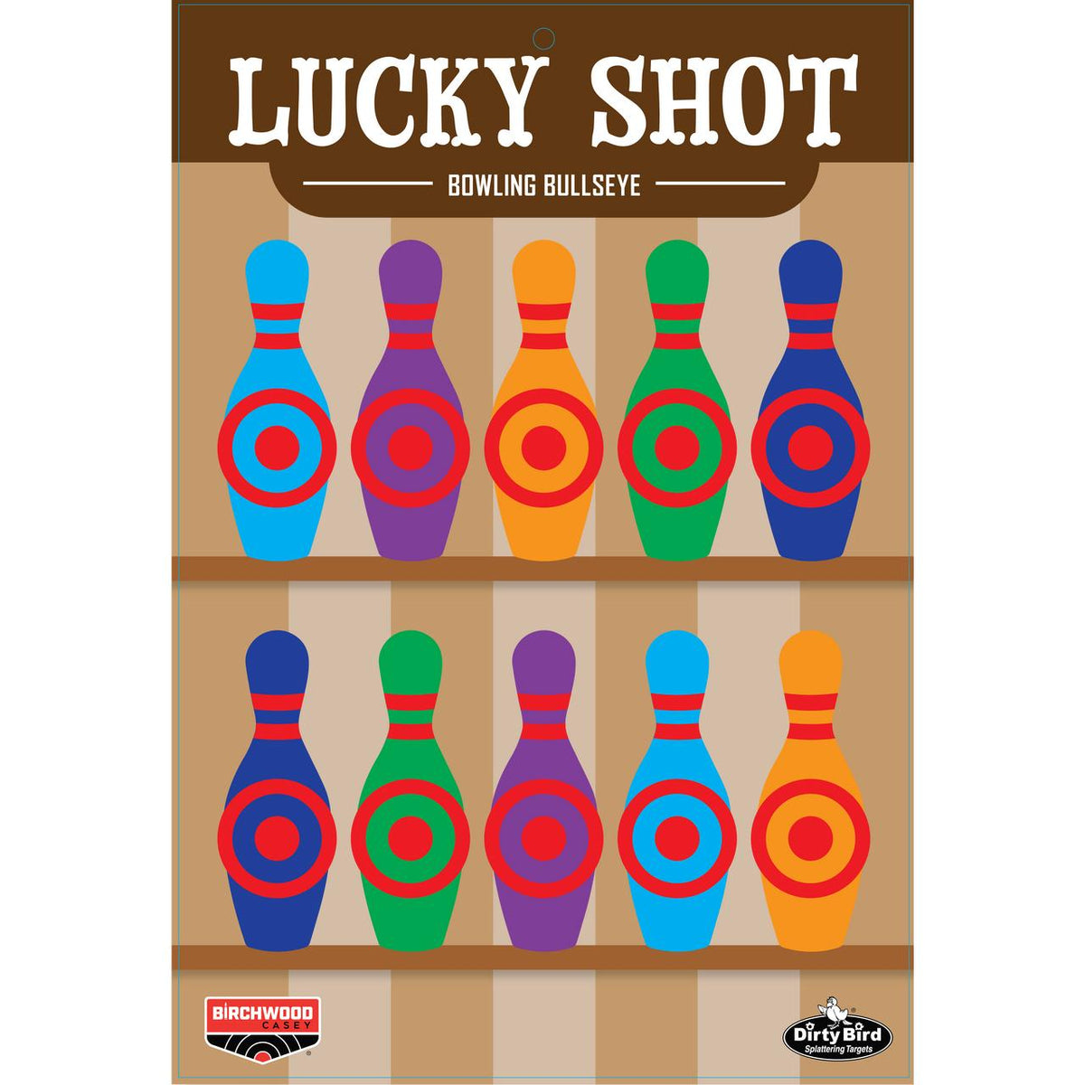 BIRCHWOOD CASEY DIRTY BIRD 12'' X 18'' LUCKY SHOT BOWLING PINS 6 SHEETS