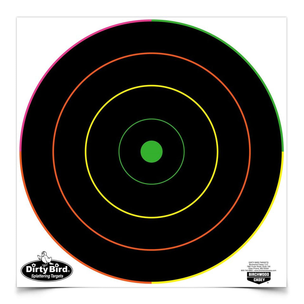 BC DIRTY BIRD 12in MULTI-COLOR BULLS-EYE TARGETS - 100 SHEETS
