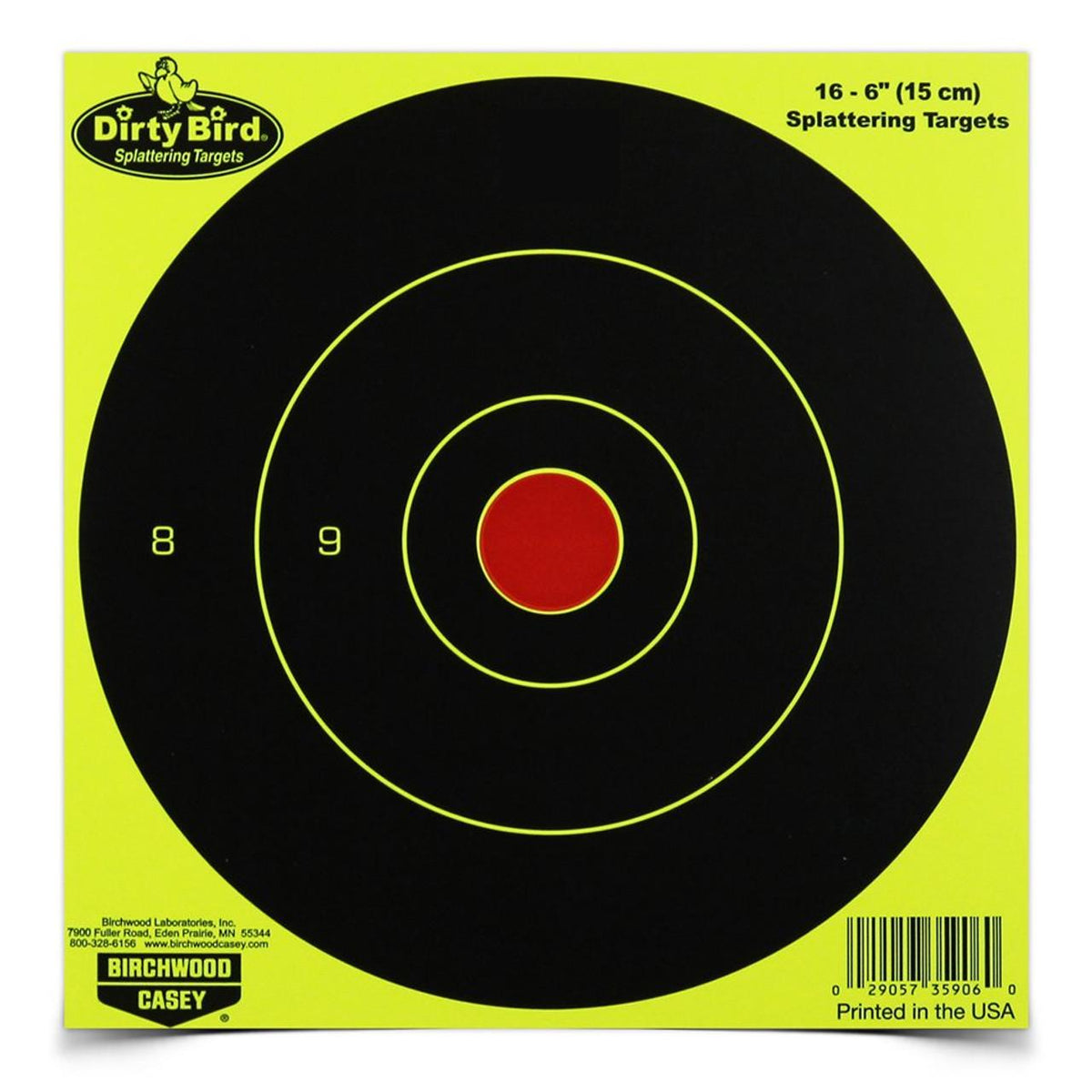 BC DIRTY BIRD 6in YELLOW BULLS-EYE TARGET - 100 SHEETS