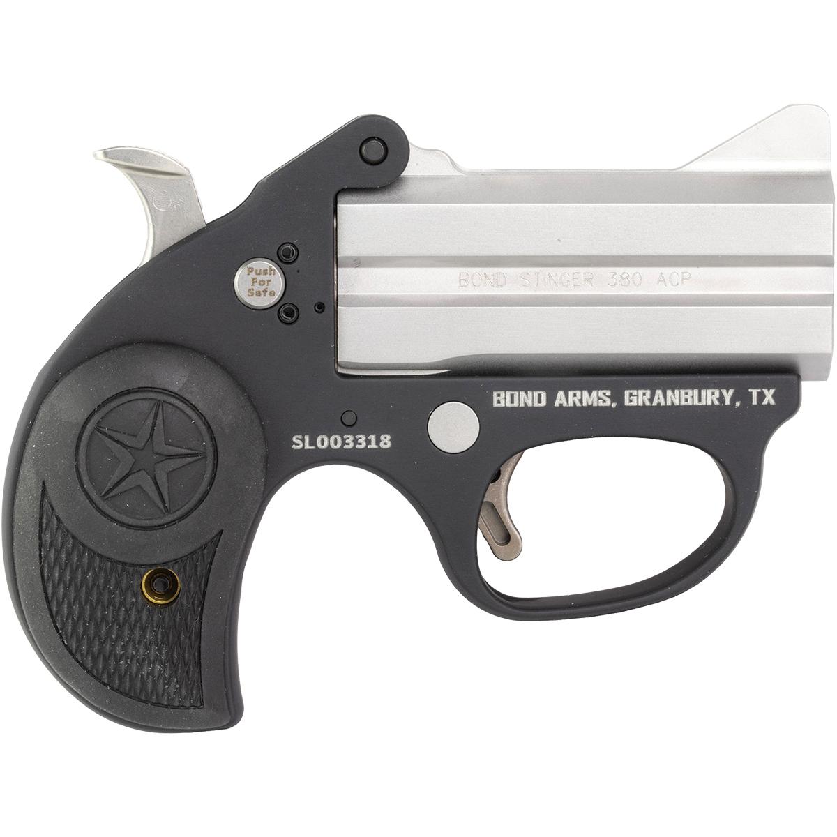 Bond Arms Stinger Lite Alum Frame .380 2.5in Blk  Gry brl blk plastic grips