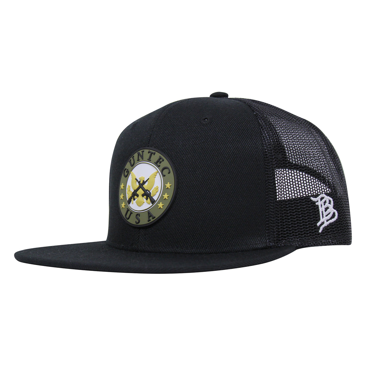 Guntec USA Black “Trucker” Snapback Flat Hat
