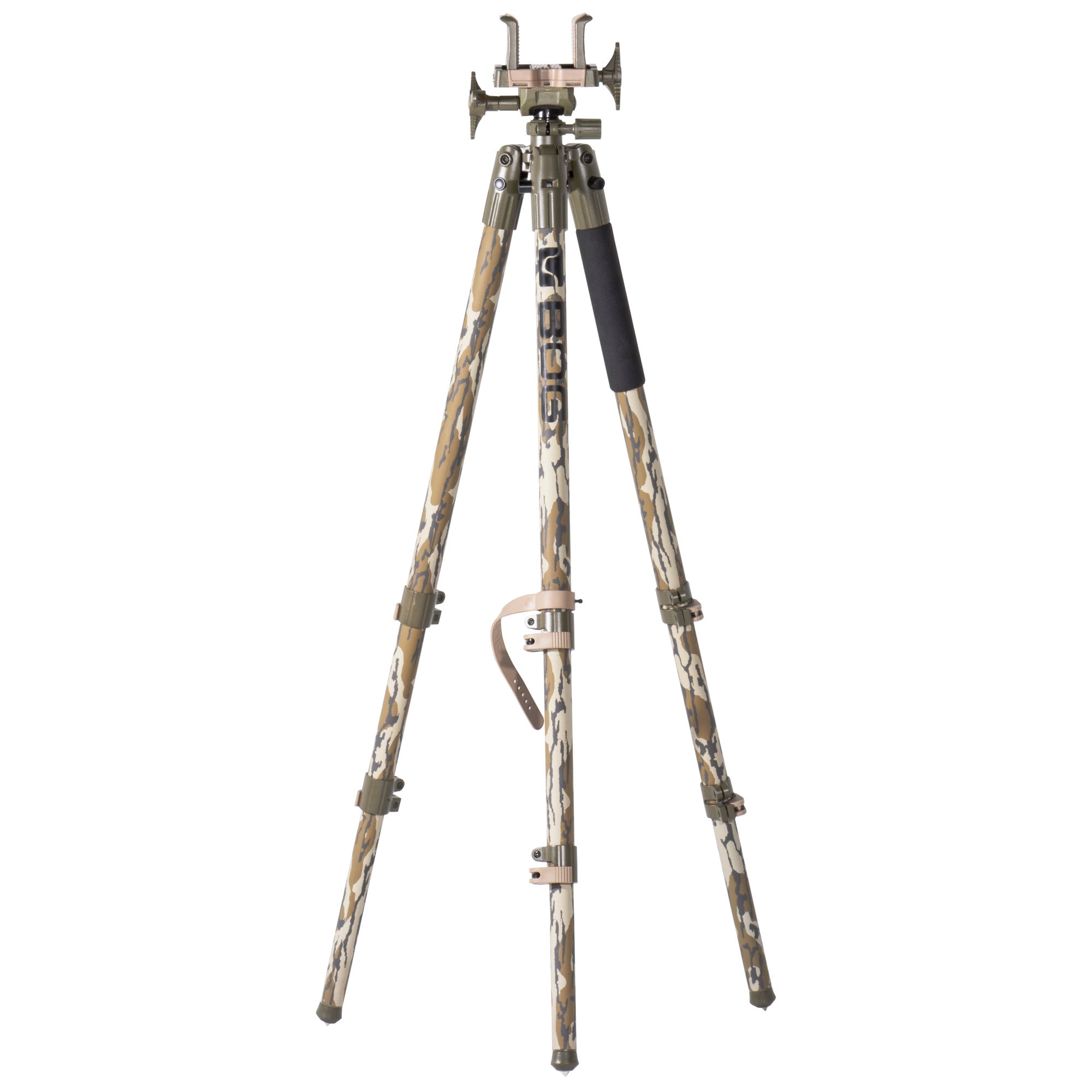 BOG Deathgrip Camo Tripod, Aluminum Construction, Matte Finish, Mossy Oak Bottomland Camo