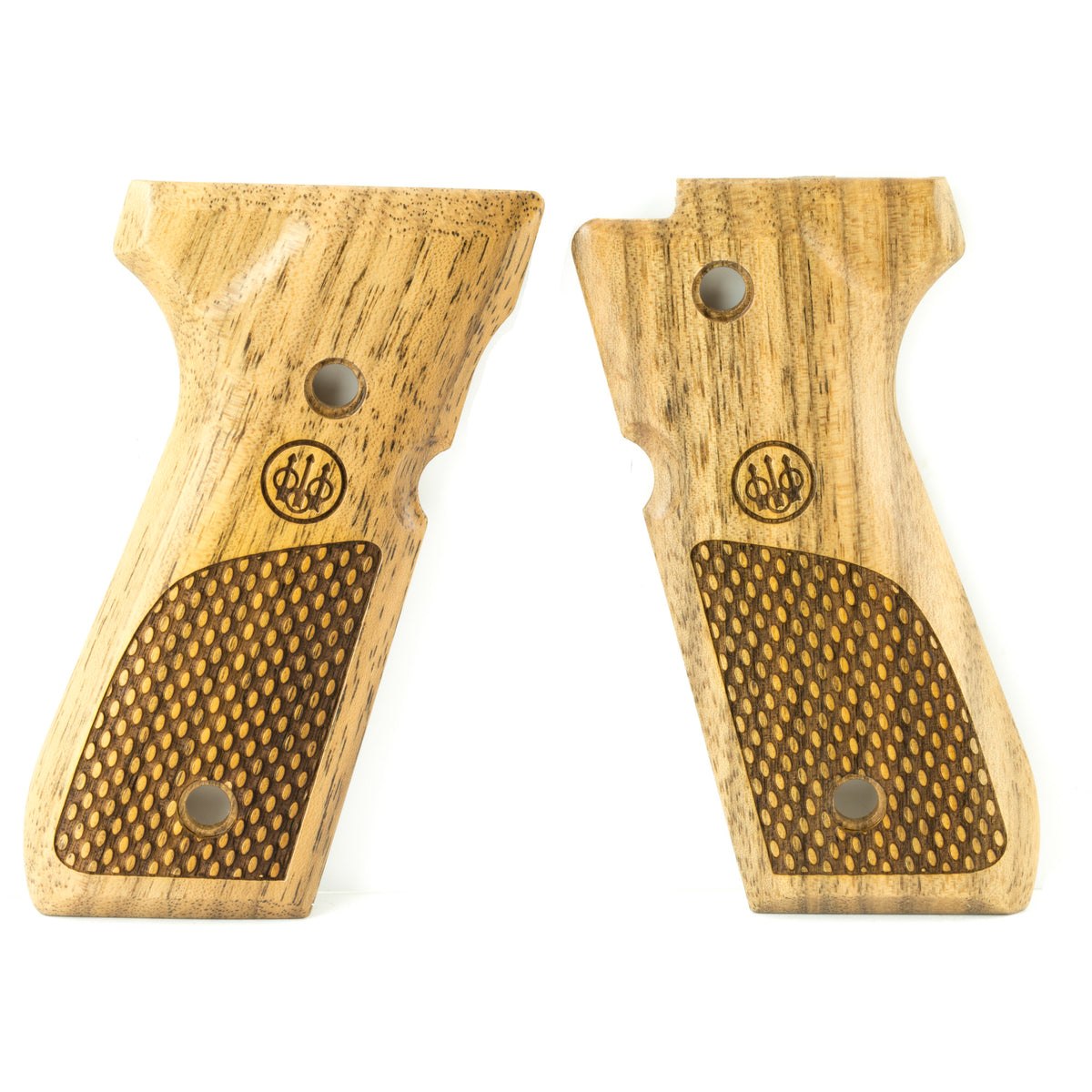 Beretta 92/96 Series Wood Walnut Grips, Oval Checkering With Trident, Screws Not Included