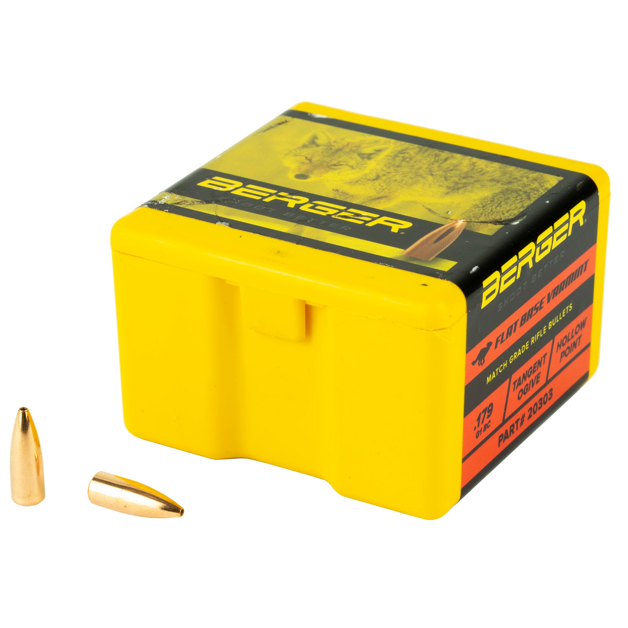 Berger Bullets FB Varmint, .204 Diameter, 20 Caliber, 35 Grain, Flat Base Hollow Point