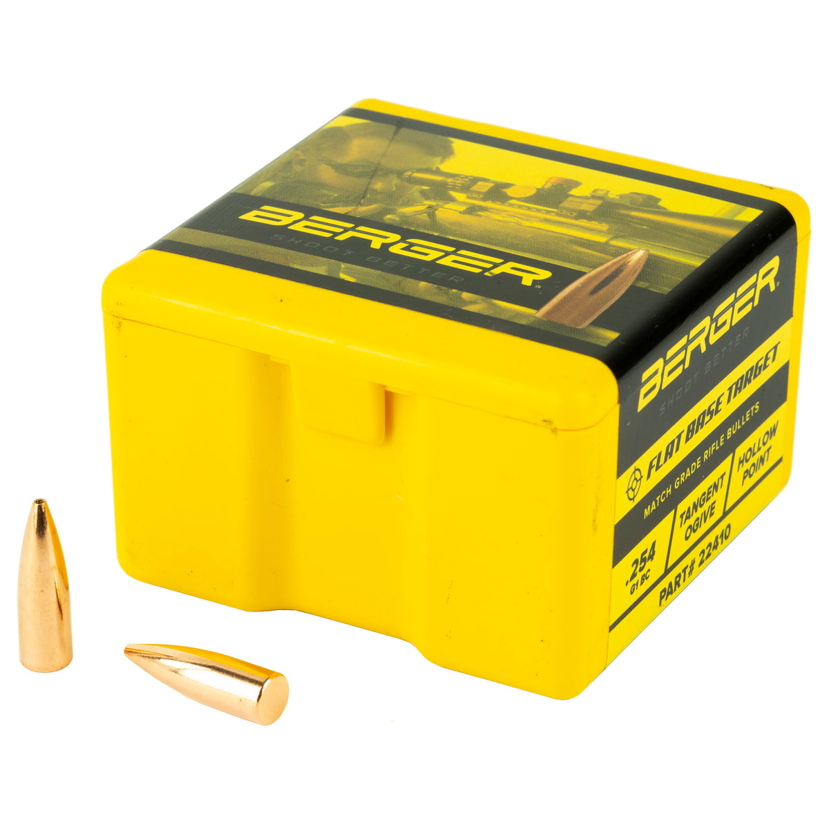 Berger Bullets FB Target, .224 Diameter, 22 Caliber, 55 Grain, Flat Base Hollow Point