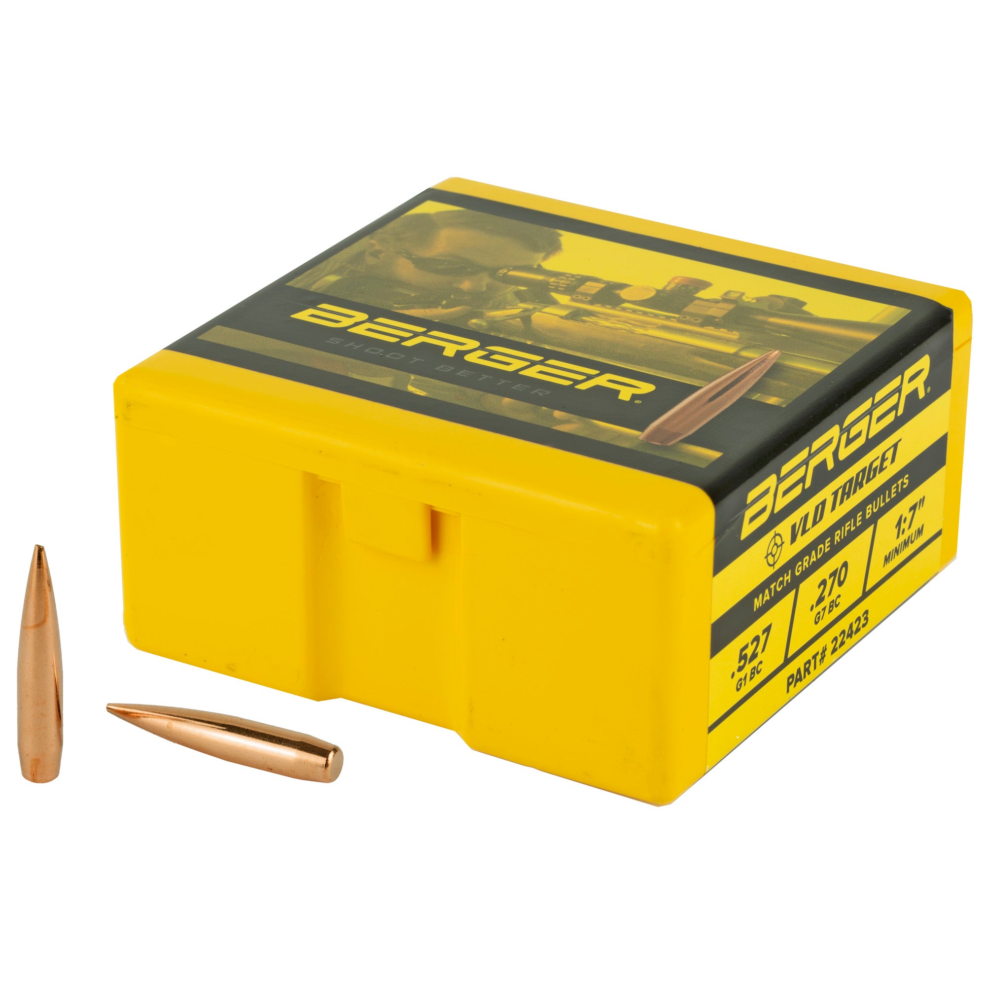 Berger Bullets VLD Target, .224 Diameter, 22 Caliber, 90 Grain, Boat Tail Hollow Point