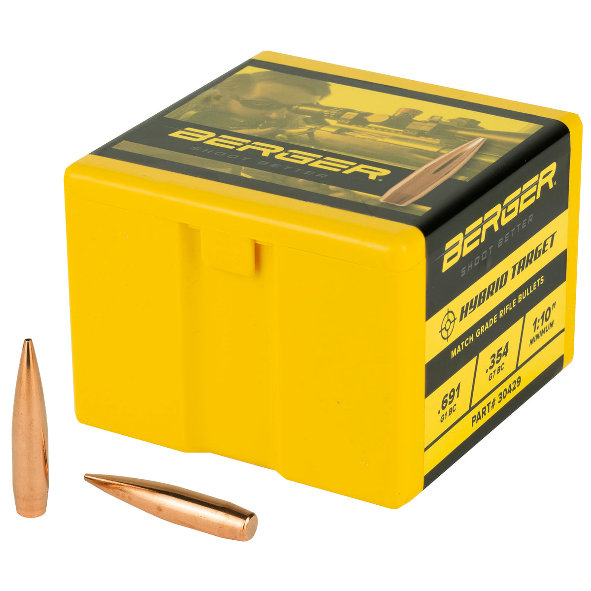 Berger Bullets Hybrid Target, .308 Diameter, 30 Caliber, 215 Grain, Hollow Point Boat Tail