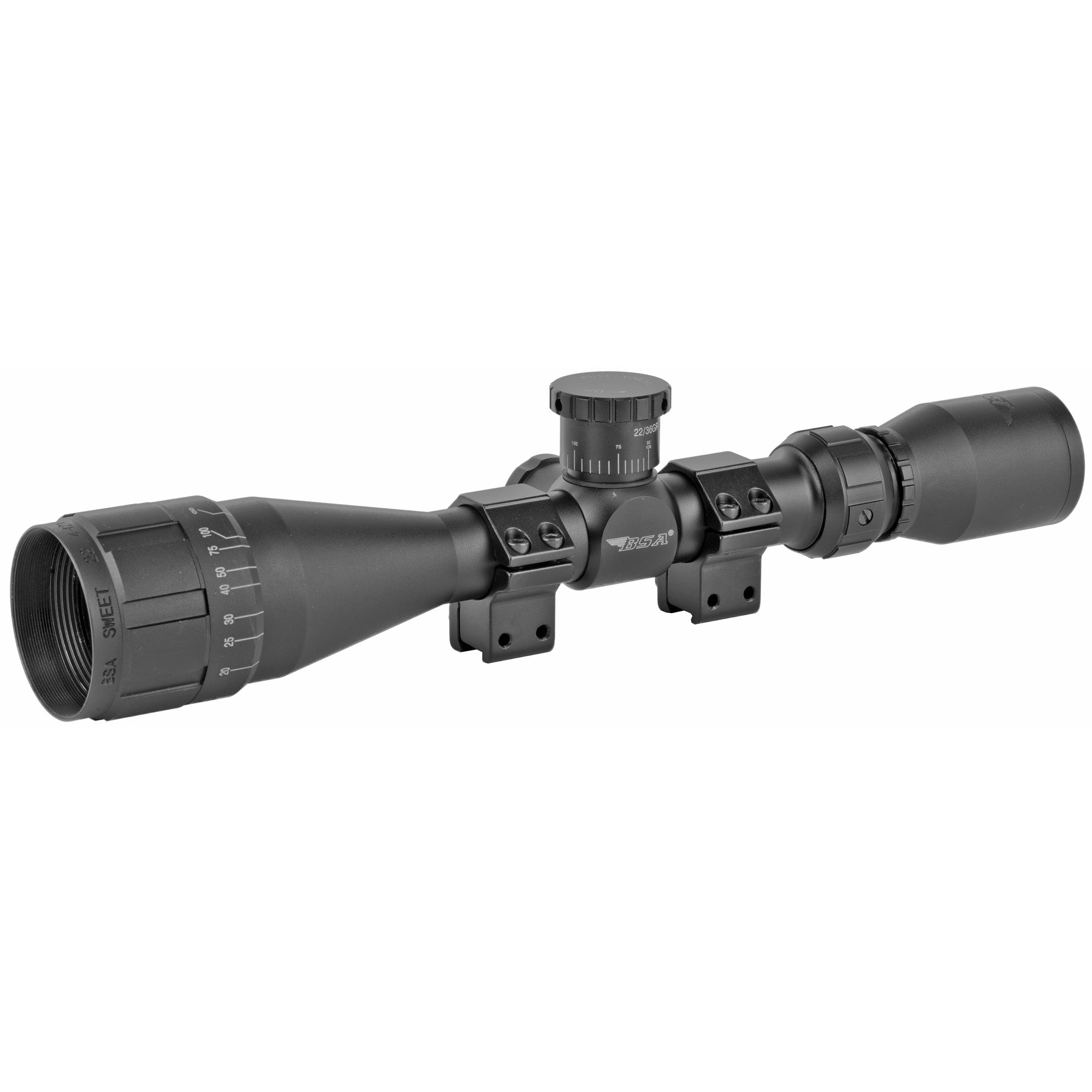 BSA Optics Sweet 22, Rimfire Scope, 4-12X40mm, 1" Maintube, 30/30 Duplex Reticle