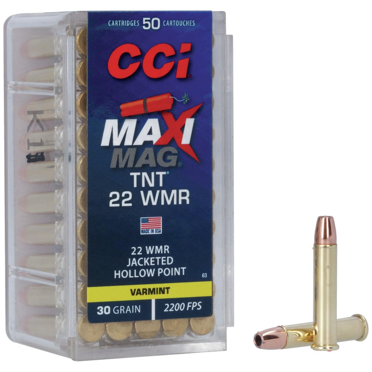 CCI 22 WMR MAXI MAG 30GR TNT JHP AMMO 50RD