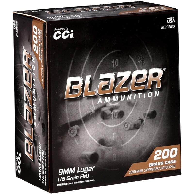 9MM LUGER 115GR FMJ BLAZER BRASS 200RD TRAYED