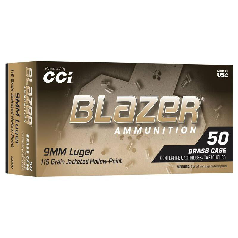 9MM LUGER 115GR BLAZER BRASS JHP 50 RNDS