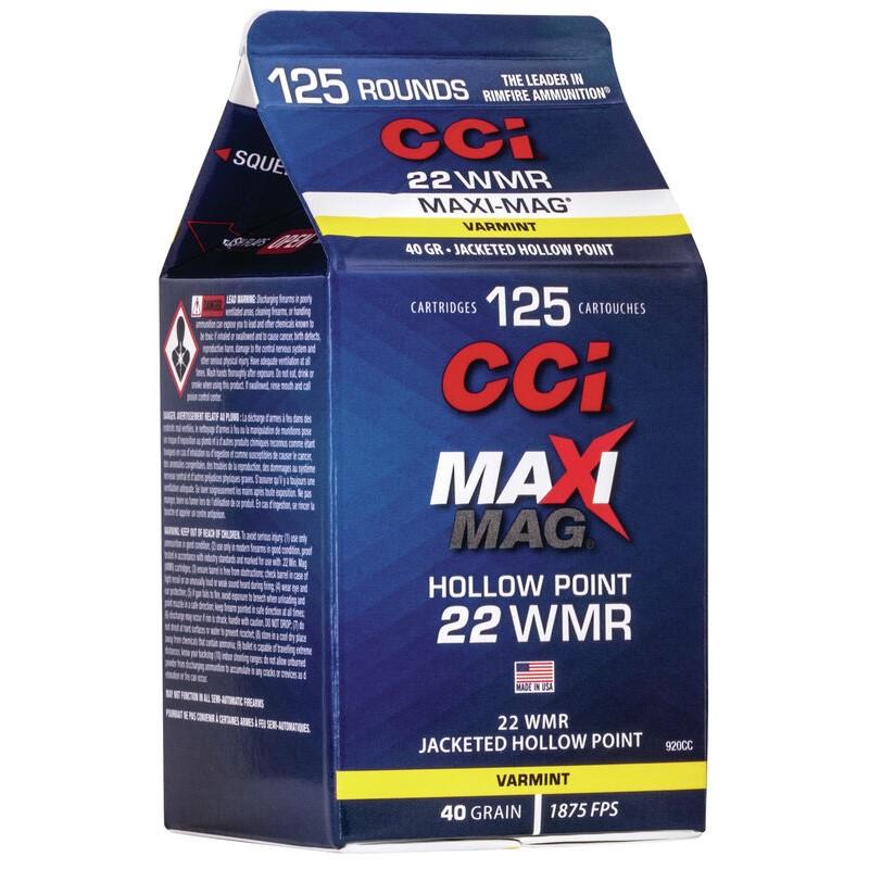 CCI 22 WMR HP MAXI MAG AMMO 125CT POUR PACK