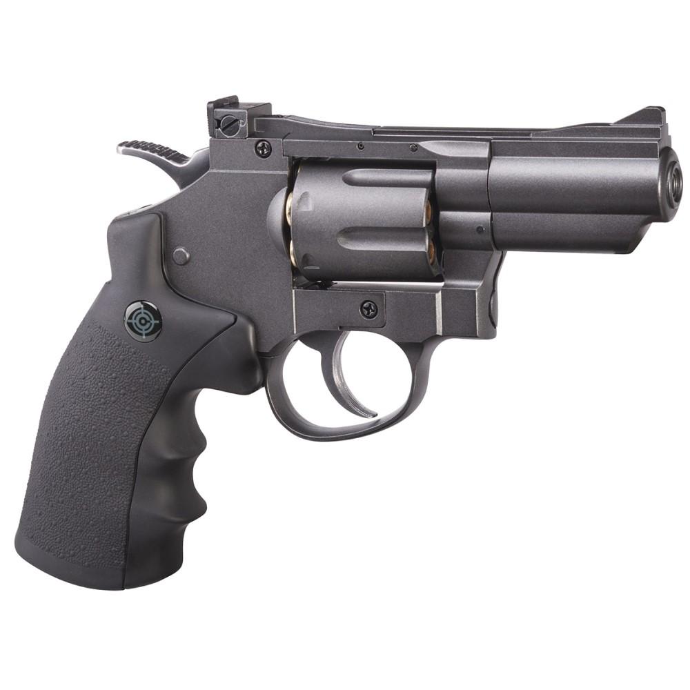 SNR357 BLK/GRY CO2 PWD DUAL AMMO FULL METAL SNUB NOSE AIR REVOLVER-0.177CAL