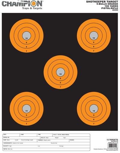 SHOTKEEPER TARGETS 5-BULLS ORANGE LRG 12PK