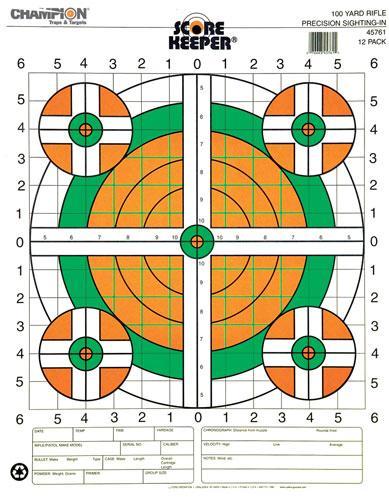 SCORE KEEPER TARGET 100 YD SIGHT-IN RIFLE FLOURESCENT 100PK