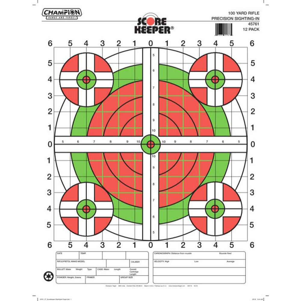 100 YD SIGHT-IN RIFLE FLOURESCENT 12PK