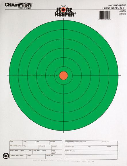 100 YD RIFLE LRG GREEN FLOURESCENT 12/PK