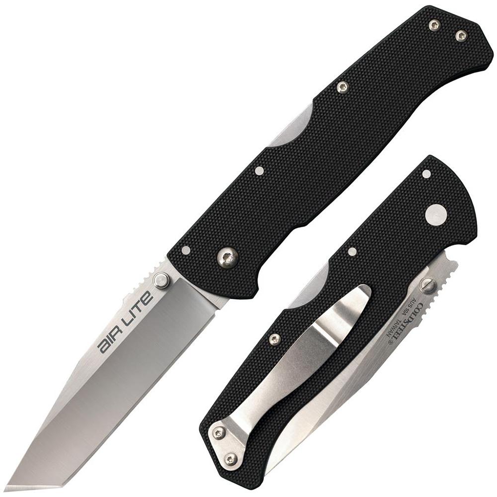 Cold Steel Air Lite Lockback Knife Tanto Black G-10 (3.5 Satin)