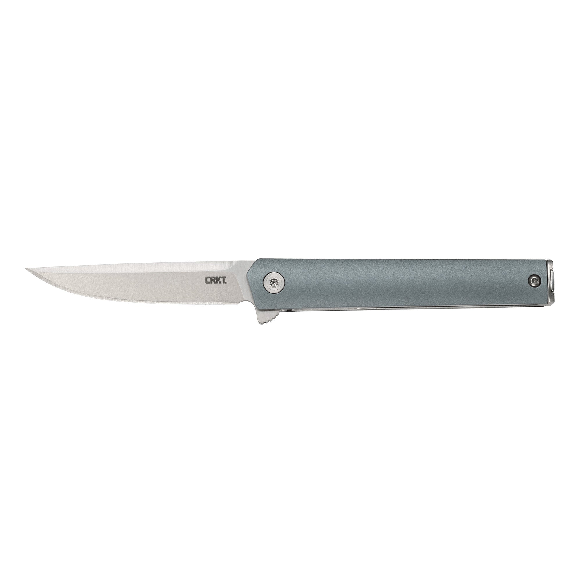 Columbia River Knife & Tool CEO Compact Folding Knife, Silver, Plain Edge, 2.61" Blade